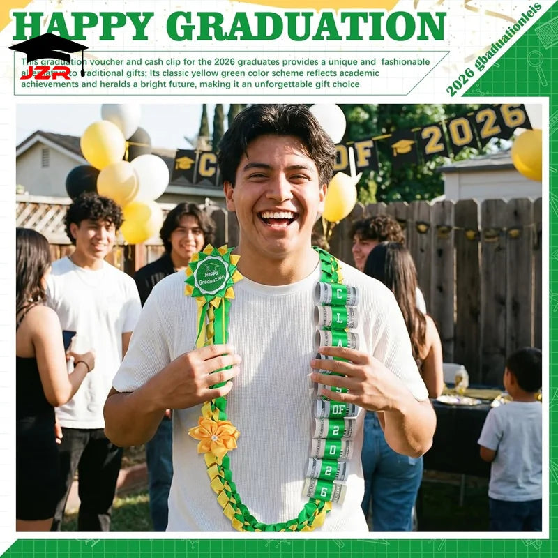 Newest Graduation Gifts Multicolored Polyester Ribbon Lei Hand Woven Braided Graduate Ribbon Leis Flower Necklace Sets