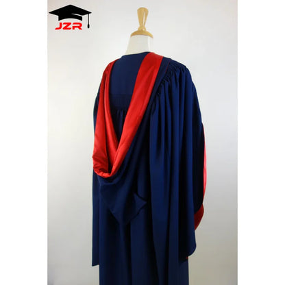 Customized DU Australia University Navy Blue PHD Graduation Gown Doctoral Academic Gown and Cap Set with Tam