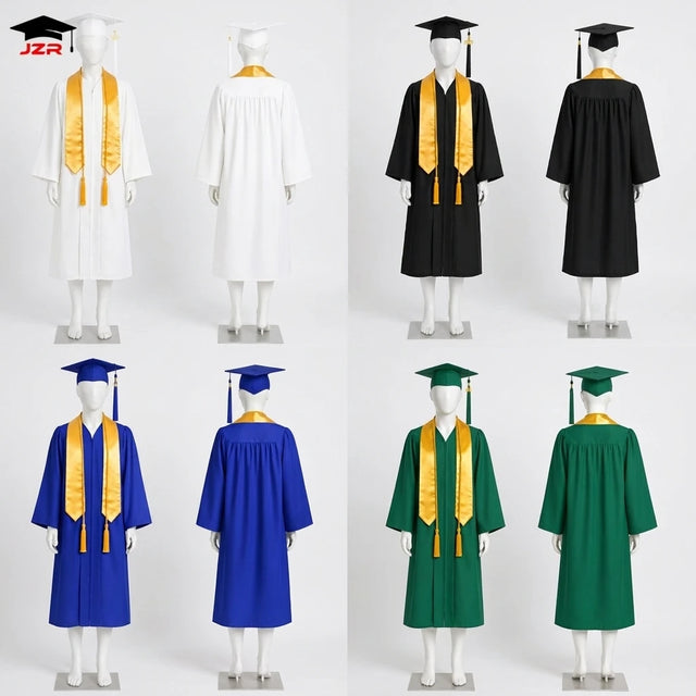 2026 New European American Style Academic Gowns Polyester Unisex Graduation Gown Cap Stole Honor Cord Sets Graduation Robe