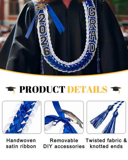 Class of 2026 Money Graduation Leis Multi Color Satin Ribbon Necklaces Hand Knit Grad Party Gift Supplies