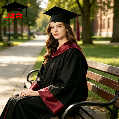 New Arrival College Bachelor Robe, Satin Spliced Decorative Hood Graduation Gown Bulk Shipment