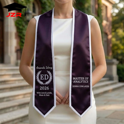 Factory Wholesale Graduation Stole Custom Logo Text Print Embroidery Low Minimum Order for College