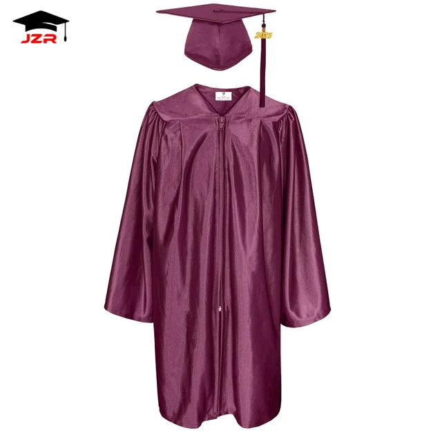2025 Custom Shiny Maroon Graduation Uniform Kindergarten Graduation Gowns and Cap