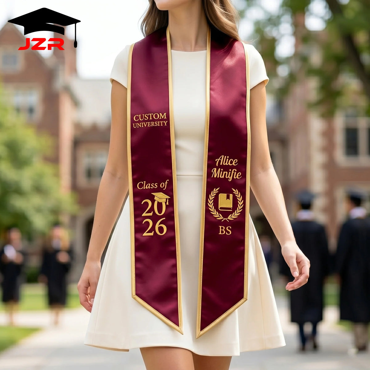 Long Term School Cooperation Graduation Sash Custom Embroidery Logo HD Printing Factory Direct Supply