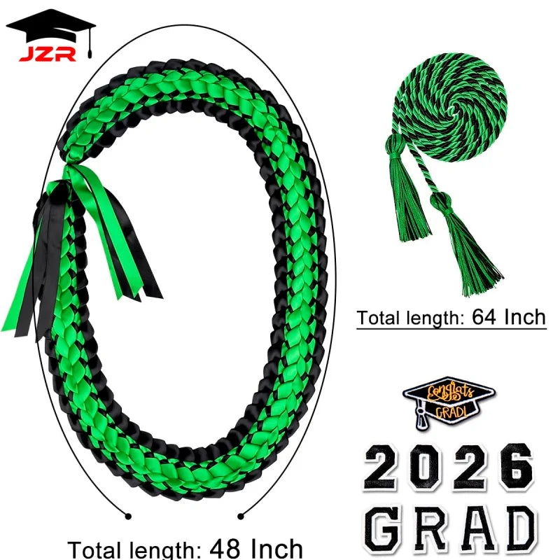 120CM Hawaiian Braided Graduation Ribbon Leis 2026 Handmade Wreath for High School College Graduates