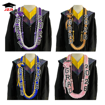 2026 Customized Handmade College Party Gifts Graduation Ribbon Wreath Leis with Flowers 120cm