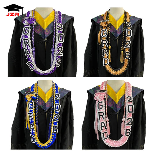 2026 Customized Handmade College Party Gifts Graduation Ribbon Wreath Leis with Flowers 120cm