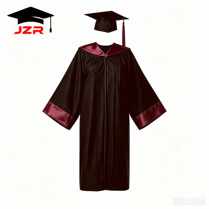 Satin Spliced Trim Hood New Bachelor Gown, Commencement Academic Dress Custom Logo Supported