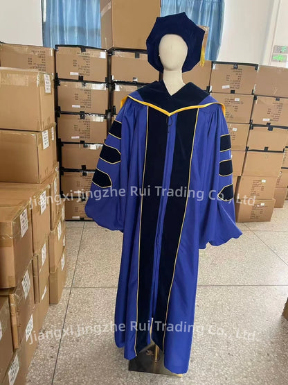 High Quality University Royal Blue Doctoral Graduation Gown for Graduation Ceremony PhD Gown