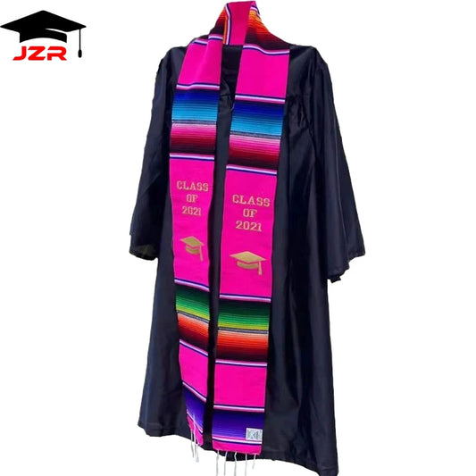 Graduation Souvenirs Multi Color Hot Sell Students Honor Kente Embroidered Graduation Stole Sashes Scarf