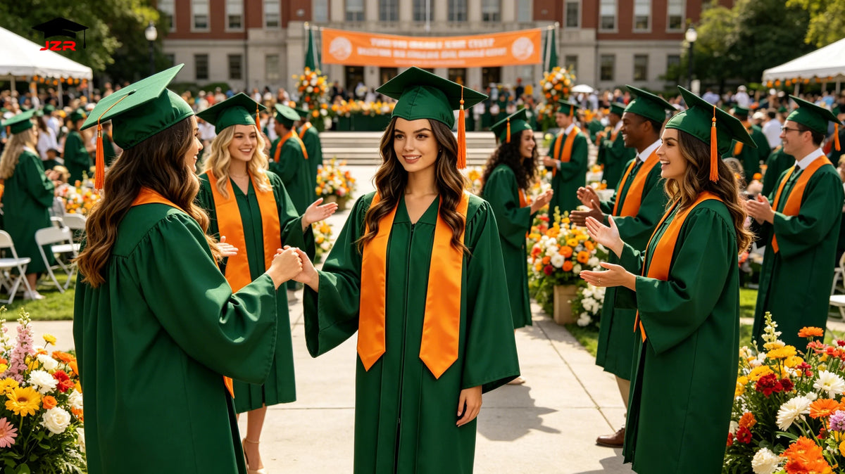 Hot Sale Unisex Adult Matte Bachelor Graduation Gown and Cap Orange Stole Graduation Toga and Cap for Sale