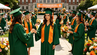 Hot Sale Unisex Adult Matte Bachelor Graduation Gown and Cap Orange Stole Graduation Toga and Cap for Sale