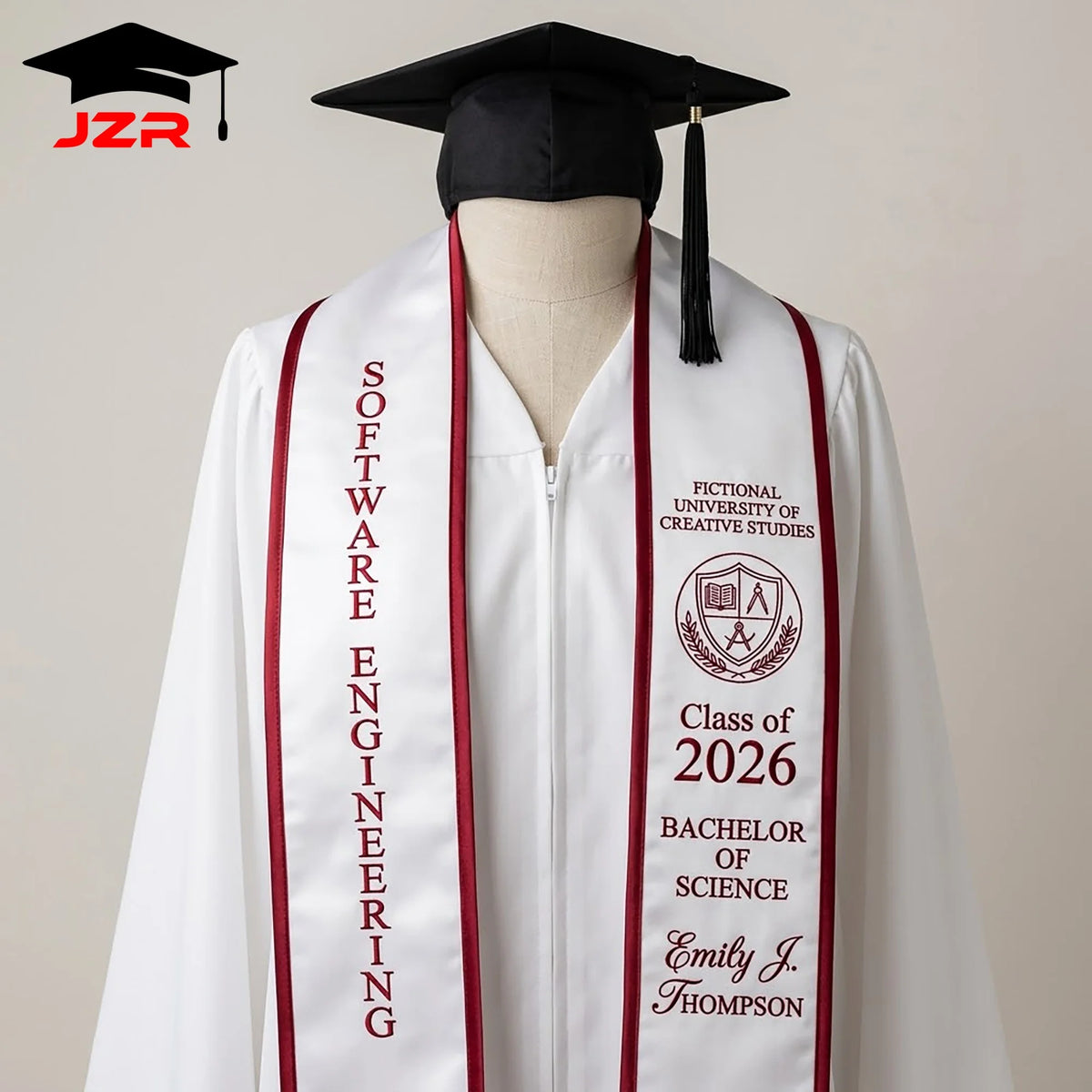 Low MOQ Custom Grad Stole Premium Fabric Fine Embroidery Vivid Printing Factory Straight Sale