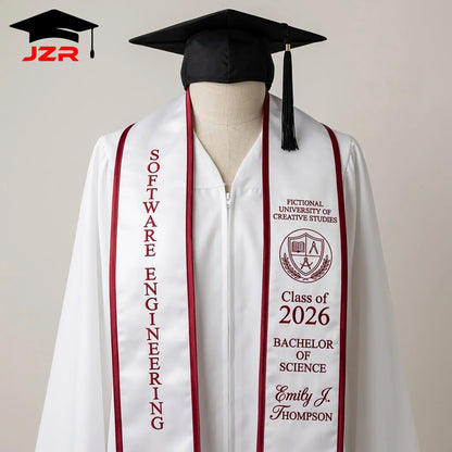 Low MOQ Custom Grad Stole Premium Fabric Fine Embroidery Vivid Printing Factory Straight Sale
