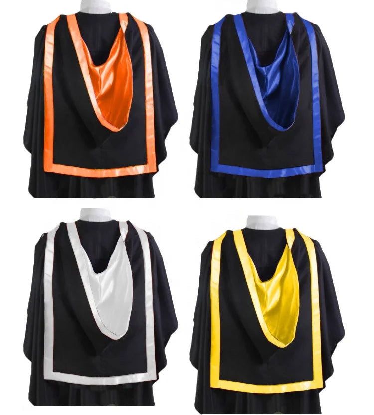 Factory Custom Good Quality Preschool Graduation Gown UK Doctoral PHD Graduation Hood With Deluxe Velvet Wholesale Gowns