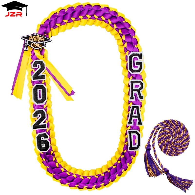 2026 Hand Knitted Double Braided Graduation Wreath Polyester Ribbon Leis School Celebration Honor Rope