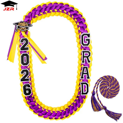 2026 Hand Knitted Double Braided Graduation Wreath Polyester Ribbon Leis School Celebration Honor Rope