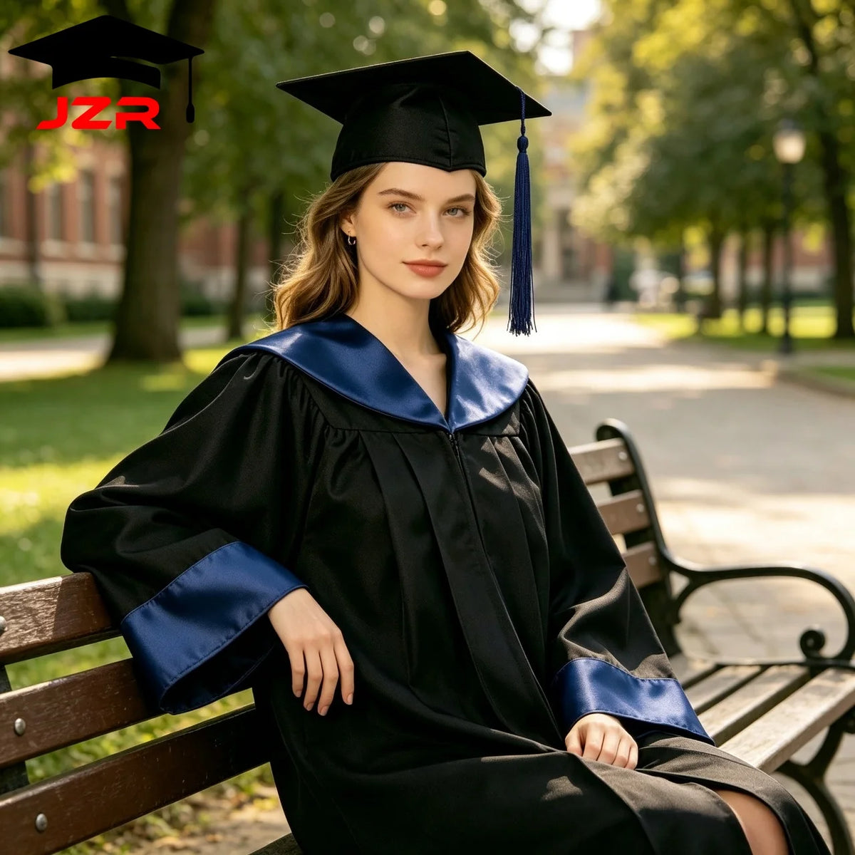 New Style Bachelor Gown With Satin Spliced Hood, Durable Graduation Robe for College Bulk Order