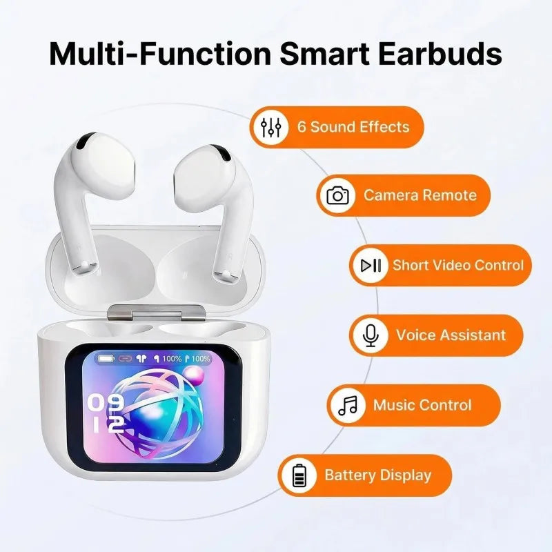 Multifunctional Touch Screen Wireless Earbuds Ear Buds With Noise Cancelling Headphones for Laptop Android/I0S Pad