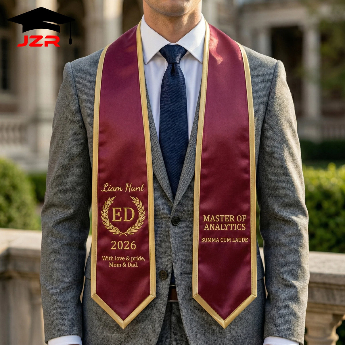 High Quality Custom Grad Stole Embroidery Craft Vibrant Printing Small Batch Supported School Wholesale