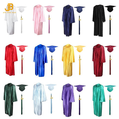 Bachelor's Gown Graduation Outfit with Shiny Finish Collegiate Style High School Graduation Gown