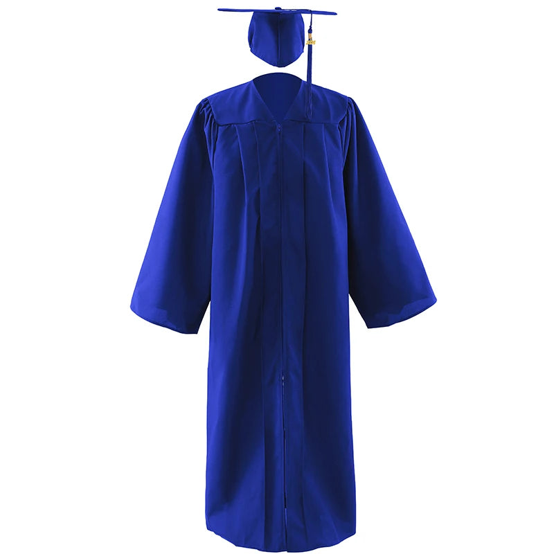 2026 Wholesale Black Adult Matte Uniform Graduation Gown Classic Graduation Gowns With Cap Tassel and Year Charm