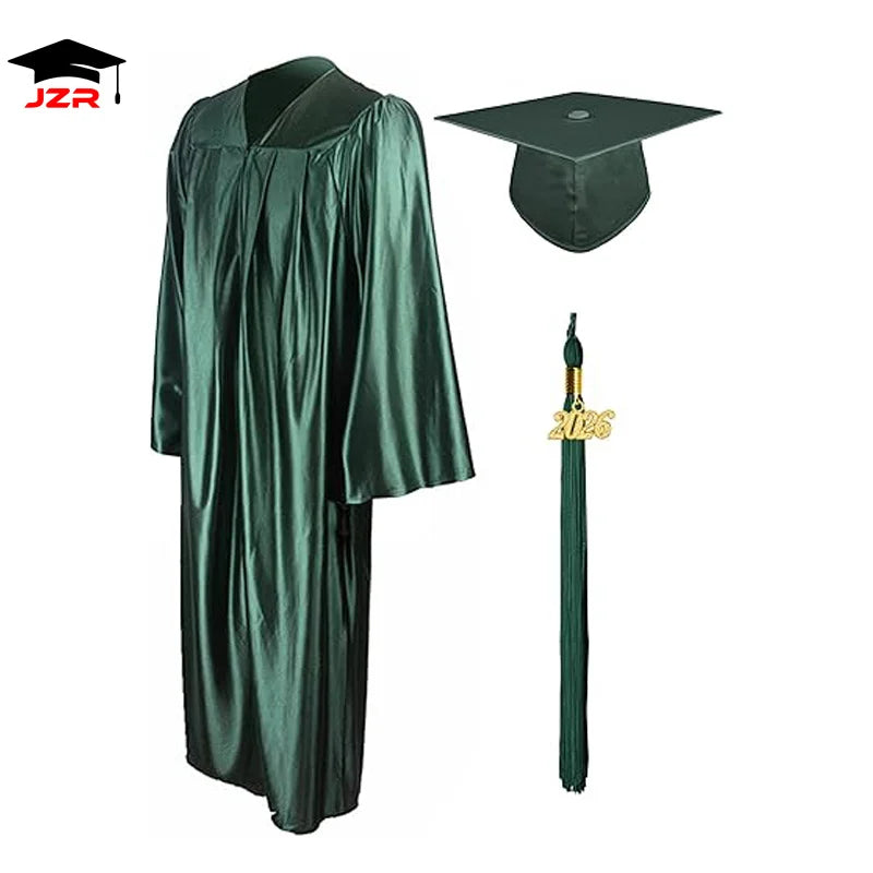 Wholesale Shiny Pink Graduation Gown with Cap Graduation Robe for Graduation Ceremony