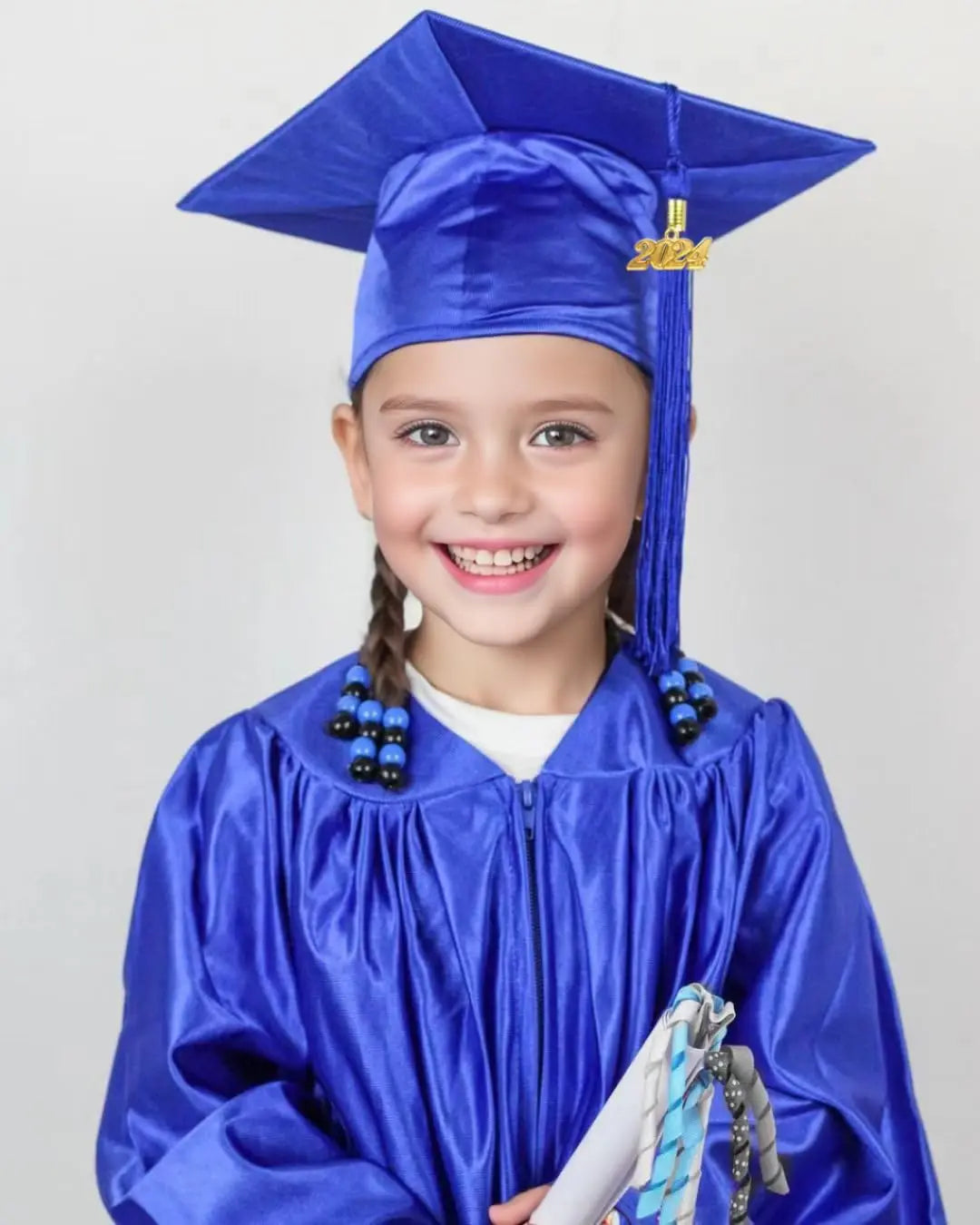 High Quality Shiny Color Preschool  Kids Royal Blue Kindergarten Graduation Gowns Primary School Graduation Uniform