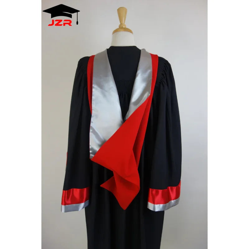 Australia UK Academic Doctoral Robe STU University PhD Gown Hood Cap Set and Tam with Tassel