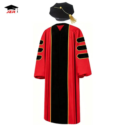 High Quality Deluxe Classic Doctor Degree PHD Graduation Gown for School Ceremonies