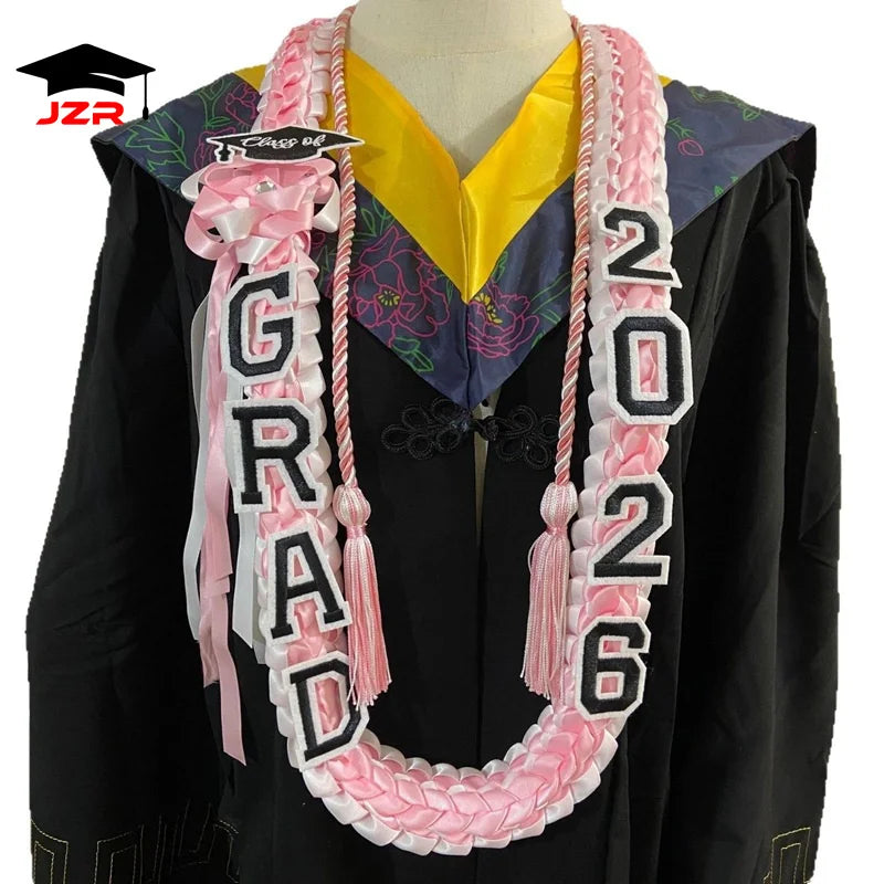 Custom 2026 Handmade Colorful Honor Rope Graduation Ribbon 120cm Wreath Weaving Leis Braided Necklace