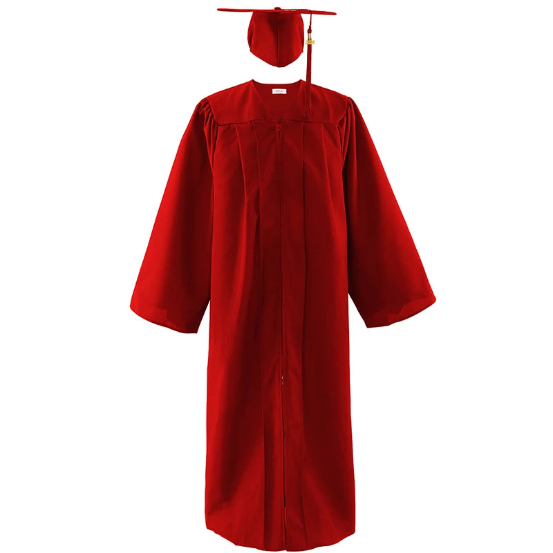 2026 Wholesale Black Adult Matte Uniform Graduation Gown Classic Graduation Gowns With Cap Tassel and Year Charm