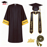 Custom Royal Blue Graduation Gown Set with Gold Trim