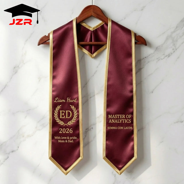 High Quality Custom Grad Stole Embroidery Craft Vibrant Printing Small Batch Supported School Wholesale