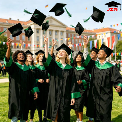 Academic Bachelor Gown New Design With Satin Spliced Hood, Graduation Costume for Institution Purchase