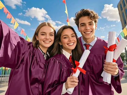2026 Free Size Adult University Shiny Graduation Gown and Cap for School 12 Colors Available