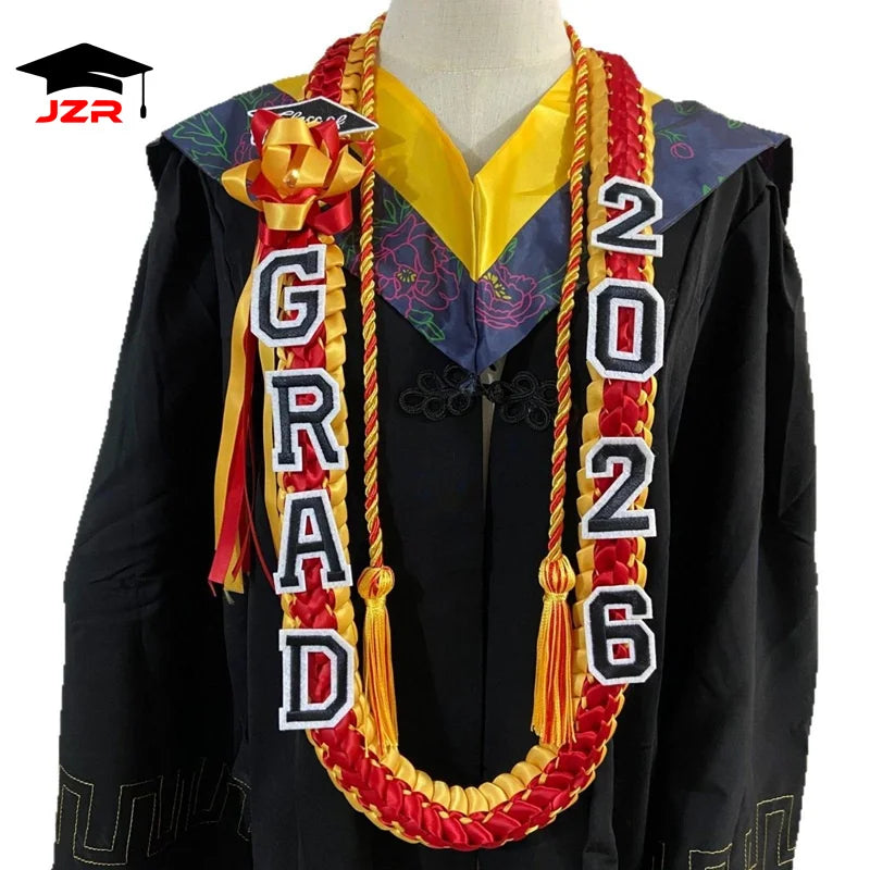 Fashion Graduation Lei Double Braided Satin Ribbon Senior Gift Polyester Graduation Leis Class of 2026