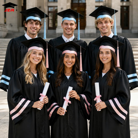Custom Logo Design Color Graduation Toga Graduation Cap Gown With Stripes on the Sleeves