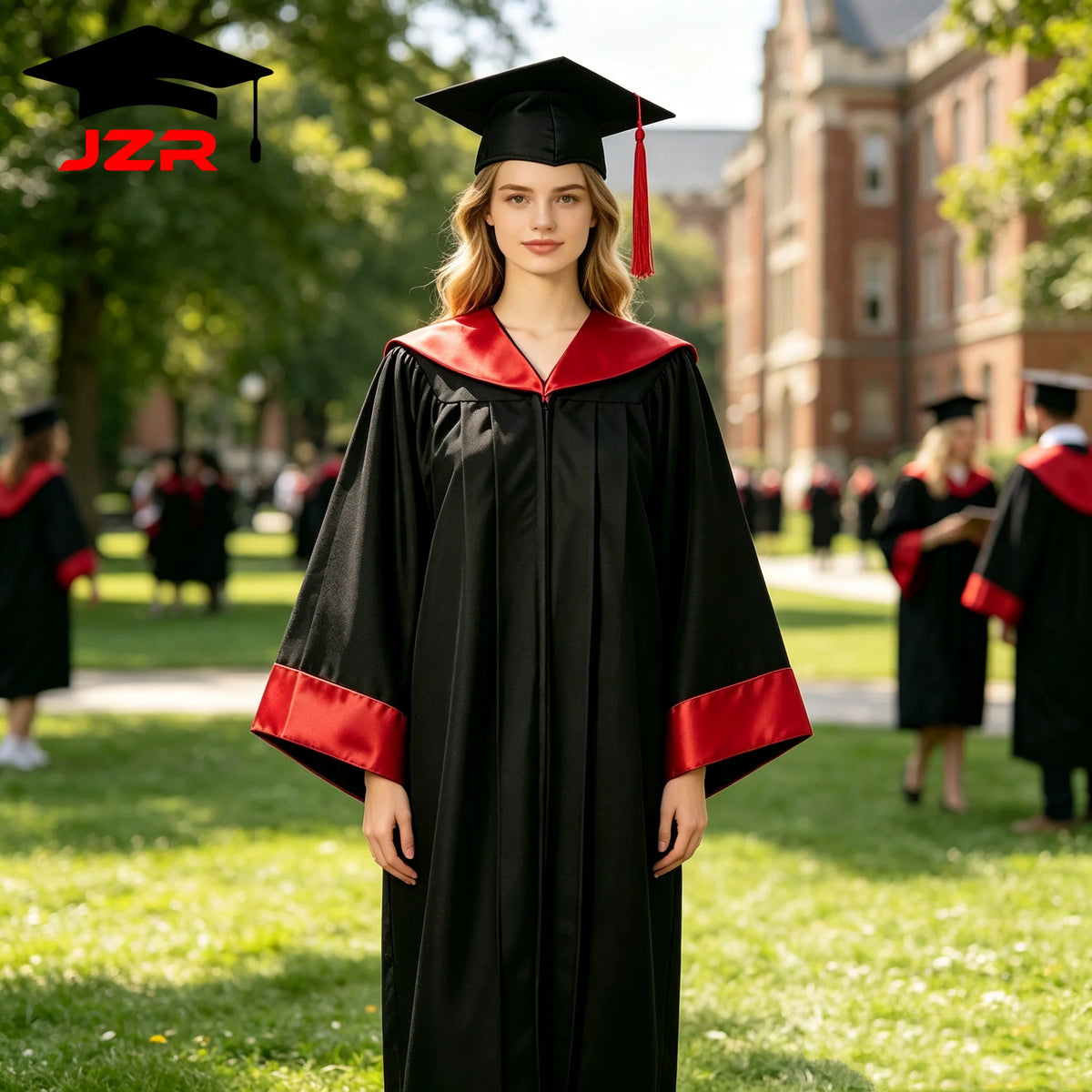 New Arrival Bachelor Graduation Gown With Satin Spliced Decorative Hood, Factory Wholesale