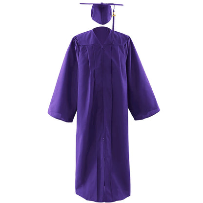 2026 Wholesale Black Adult Matte Uniform Graduation Gown Classic Graduation Gowns With Cap Tassel and Year Charm