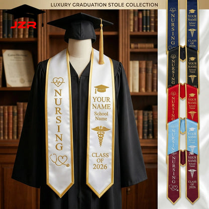 Factory Wholesale Graduation Stole Custom Logo Text Print Embroidery Low Minimum Order for College