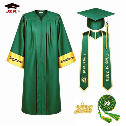 New Design Graduation Toga & Cap | Sky Blue Outfit with Printed Stole and Honor Cord