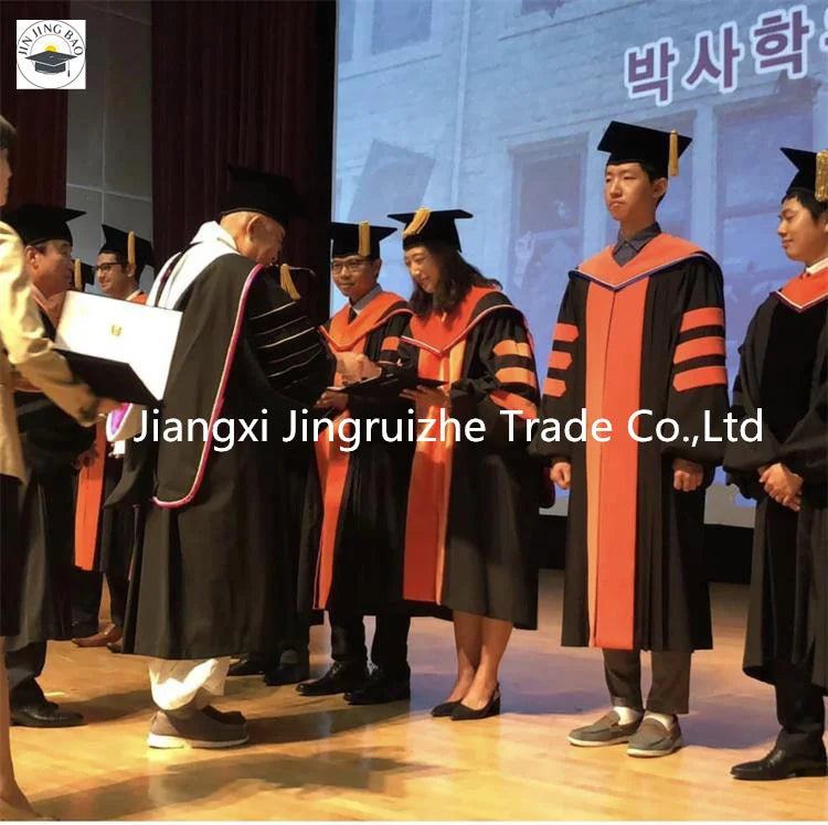 Wholesale Matte Doctoral Graduation Gown High Quality Customized PHD University Graduation Gown