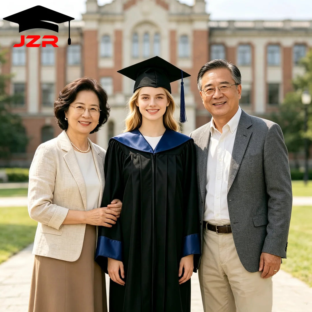 New Style Bachelor Gown With Satin Spliced Hood, Durable Graduation Robe for College Bulk Order