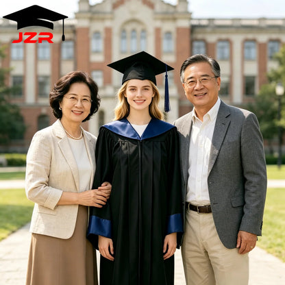 New Style Bachelor Gown With Satin Spliced Hood, Durable Graduation Robe for College Bulk Order