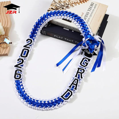 Graduation Leis Class of 2026 Grad Ribbon Double Braided Necklace Handmade Leis for Congrats Graduates Senior