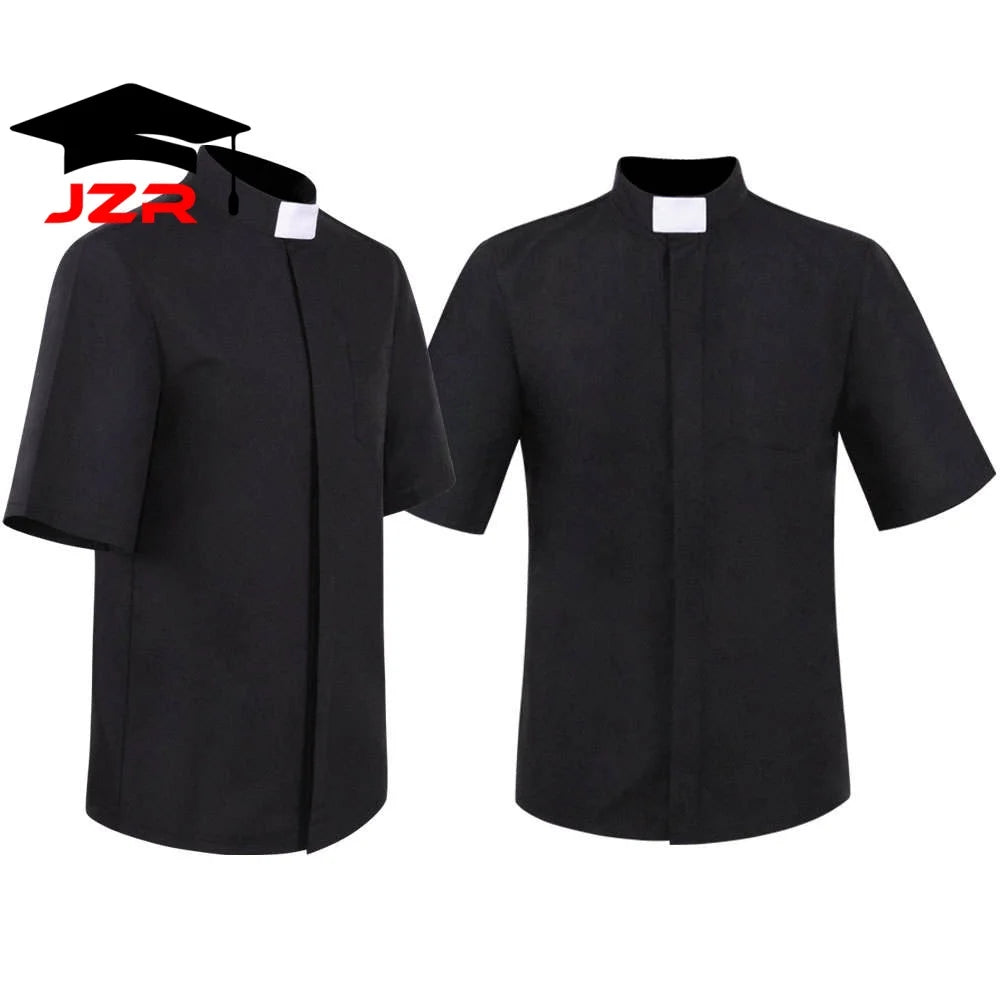 HOT JZR Men's Adult Clergy Shirt-Short & Long Sleeve with Tab Collar | Needle Detection | Choir Shirt