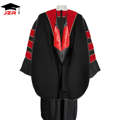2026 Custom Deluxe Doctoral Graduation Hood PHD Red/Black/Red Combinations
