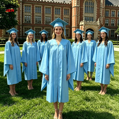 Wholesale Light Blue Master Simple Style Graduation Gown for Adults University