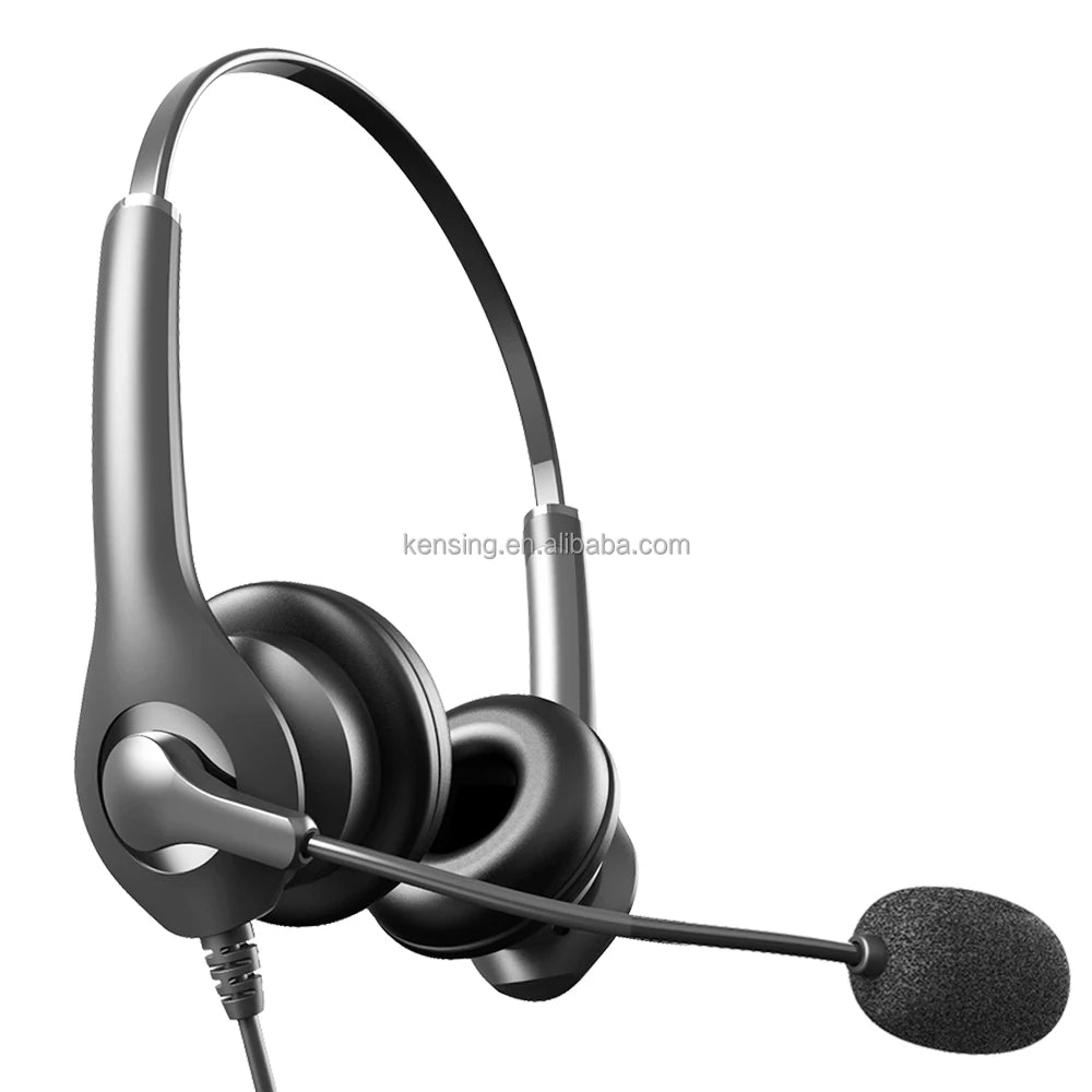 Wired Factory Light Weight Dual Ear 3.5 mm USB Telephone Headset With Noise Canceling Microphone for Call Center